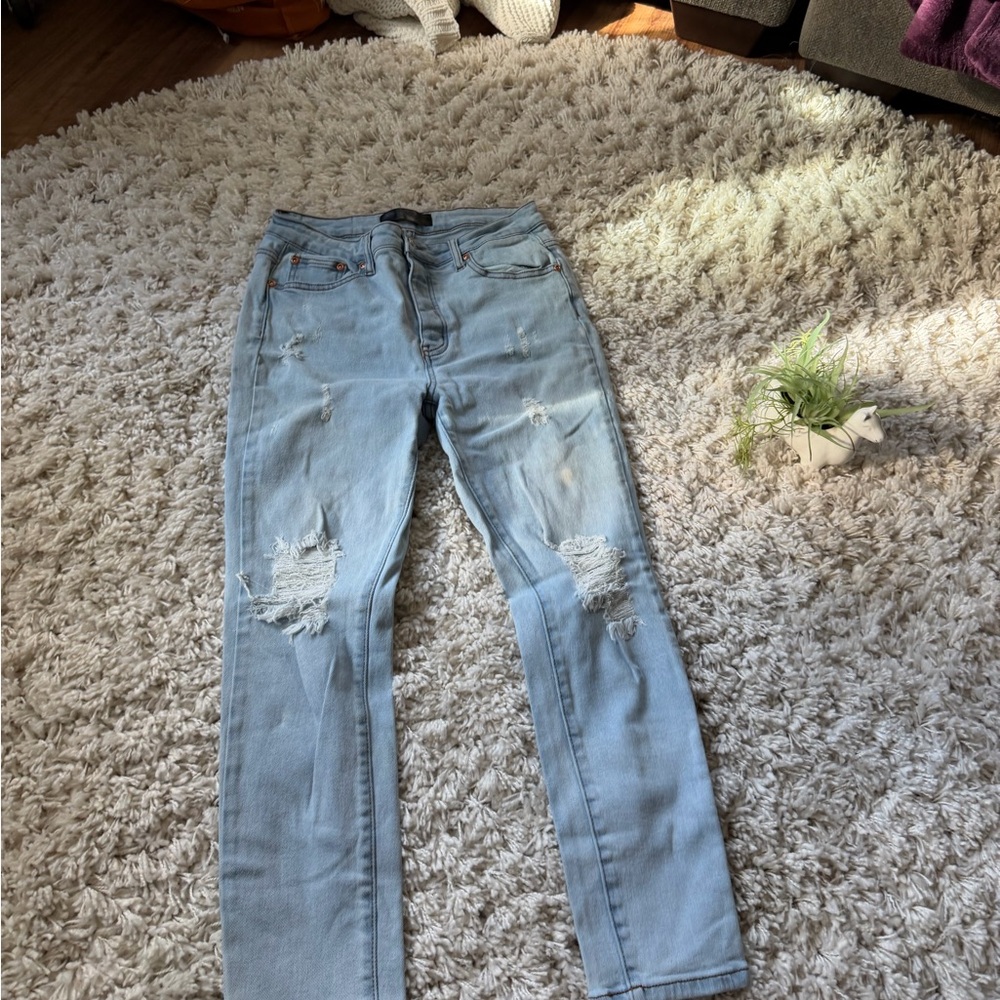 Monkey Ride original vintage distressed street Light Blue Vintage Jeans - Picture 1 of 6
